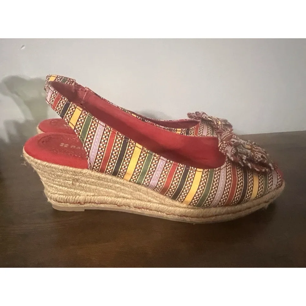Naturalizer Espadrille Wedge Sandals Multicolor Woven Peep Toe Comfort‎  7M